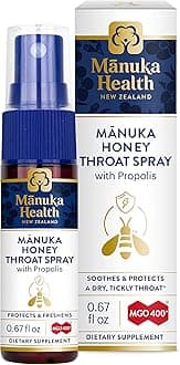 Manuka Honey Throat Spray with Propolis .67 fl oz, Protects & Freshens, MGO 400+, BIO30 New Zealand Propolis