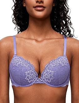 Deyllo Women’s Push Up Lace Bra Comfort Padded Underwire Bra Lift Up Add One Cup