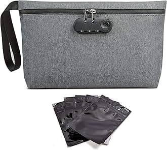 Large Storage Bag with Combination Lock, Money Organizer & Travel Lock Bag, Scent Resistent Containers Carbon Lined Great Gifts for Women/Men