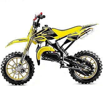 50cc Kids Dirt Bike,Dirt Bike for Kids,Gas Dirt Bikes with 2-Stoke,Off Road Motorcycle for kids 5-17 with Front/Rear Disc Brakes, Shock Absorption, Soft Seat Cushion