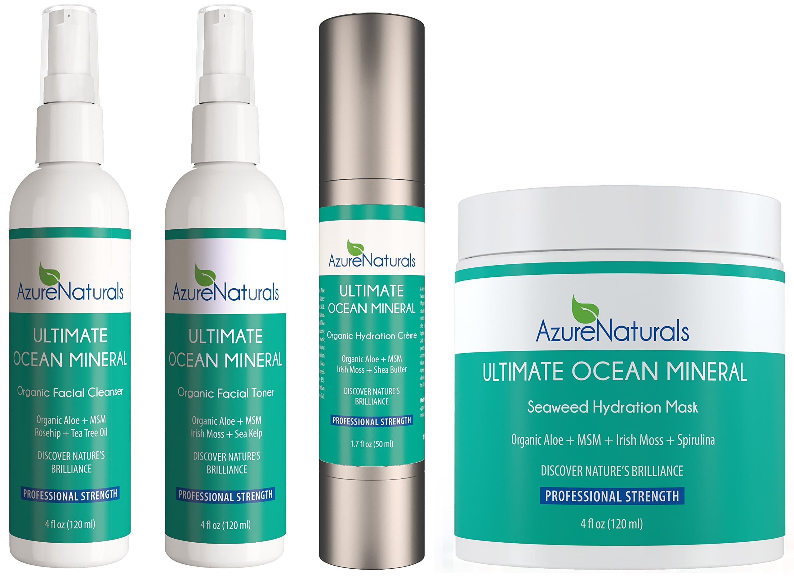 ULTIMATE OCEAN Mineral Gift Set Includes Ocean Mineral Hydration Cream + Organic Ocean Mineral Toner + Natural Cleanser + Seaweed Hydration Facial Mask