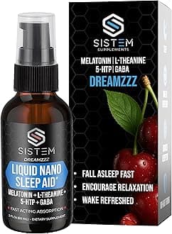 Liquid Nano Sleep Aid Spray with Melatonin, GABA, L-Theanine, 5-HTP Supplement Blend, Promotes Calm, Restful Sleeping & Restoration, Liquid Sleep Aid for Adults, Dreamzzz by Sistem