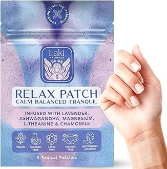 Laki Naturals Relax Patch (Pack of 8) | Natural Plant-Based Ingredients for Stress and Worry | Calming Formula for Better Sleep