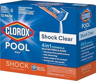 Clorox® Pool&Spa™ Shock Clear, for Crystal Clear Swimming Pool Water, Swim-ready in 15 minutes, Suitable for vinyl pools (12-Pack)