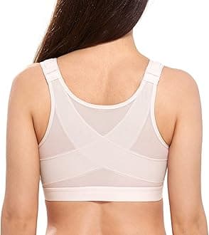 DELIMIRA Women's Full Coverage Front Closure Wire Free Back Support Bra