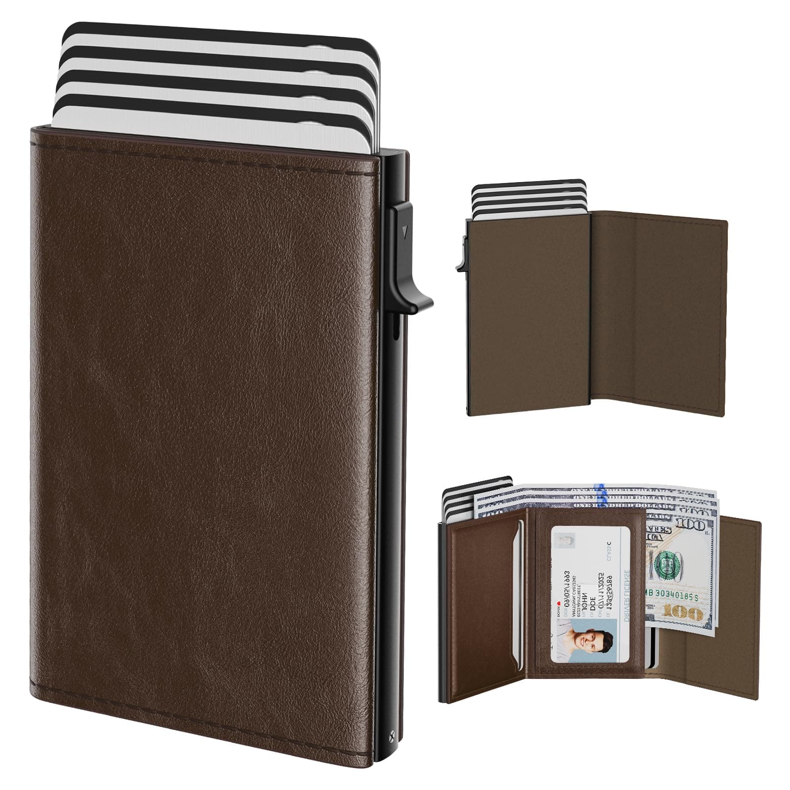 typecase 財布 メンズ, ブラックブラウン, ミニマリスト。