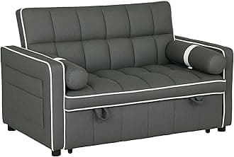 HOMCOM 2 Seater Sofa Bed, Click Clack Pull Out Sofa Bed with Adjustable Backrest and Pillows, 3-in-1 Modern Tufted Settee for Living Room, Bedroom, Guest Room, Charcoal Grey