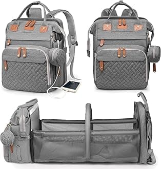 Astro alan Baby Diaper Bags with Changing Station, Waterproof Diaper Bag Backpack for Moms Dads with USB Charging Port, Baby Shower Gifts, Large Capacity diaper backpack, Grey