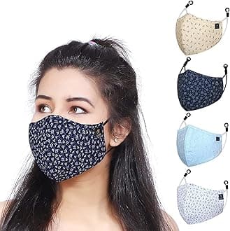 Reusable, Washable Designer Fabric Cotton 3D Printed 6 Layer Face Mask with Adjustable Earloop, Ear Saver Strap, Melt Blown Filter for Men & Women