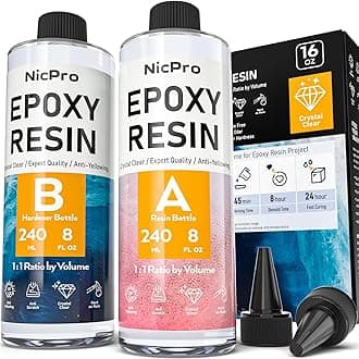 Nicpro 16 Ounce Crystal Clear Epoxy Resin Kit, Food Safe DIY Starter Epoxy Resin for Craft, Canvas Painting, Molds Pigment Jewelry Making, Resin Coating and Casting
