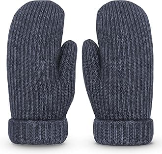 Whiteleopard Men's Winter Gloves Warm Lining Elastic Cuff - Knit Stretchy Cold Weather Warm Knit Thick Gloves Mittens