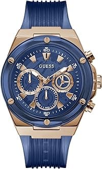 Guess Watch GW0425G3 Men's 46mm Blue Analog Stainless Steel Silicone Watch, blue