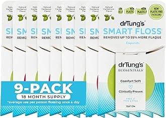 Smart Floss - Natural Floss, PTFE & PFAS Free Floss, Gentle on Gums, Expands & Stretches, BPA Free Floss - Natural Dental Floss Cardamom Flavor (Pack of 9)