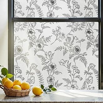 Stained Glass Window Film Privacy Static Cling, UV Blocking Non-Adhesive Vinyl for Home Kitchen Bathroom - 44.5x200cm