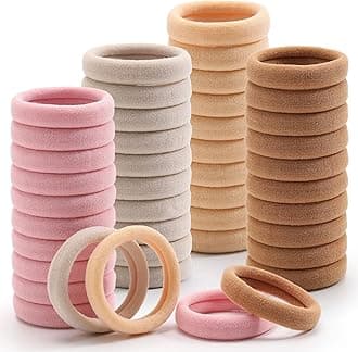Bessrung 100 Pcs hick Seamless Tan Hair Ties, Ponytail Holders Hair Accessories No Damage for Thick Hair (Light Blonde Colors)…