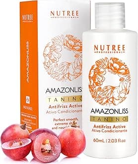 Amazonliss Hair Straightening Brazilian Treatment Tanino - Taninoplastia Hair Treatment - Smoothing, Hydrating, Repairing, Extreme Shine Effect - Formaldehyde Free - 60ml (Tanino)