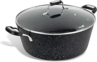 Scoville NEVERSTICK 32cm Stock Pot with Lid, Large Non-Stick Deep Cooking Pot, 8L, Suitable for All Hobs Including Induction, Perfect for Batch Cooking, Dishwasher Safe, PFOA Free, Aluminium, Black