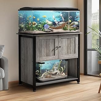 Tatub 40-50 Gallon Fish Tank Stand, Aquarium Stand with Storage Cabinet for 10-50 Gallon Fish Tank, Turtle Tank, Reptile Tank, Heavy Duty Metal Frame 1000 LBS Capacity, Light Ivory