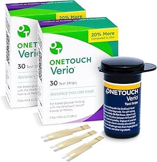 OneTouch Verio Test Strips - 60 Count - Diabetic Test Strips for Blood Glucose Meter & Daily Blood Sugar Levels - 30 Count/Pack (2 Pack)