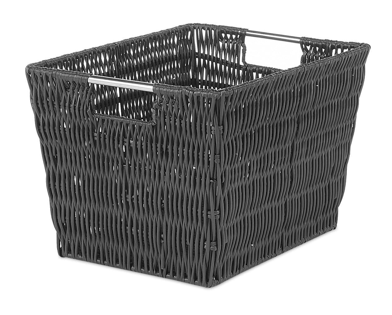 Whitmor Rattique Small Storage Tote, Black