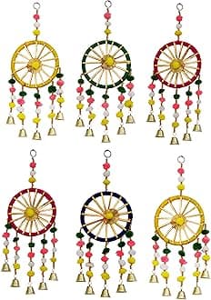 JH Gallery Wool Handmade Colorful Wall and Door Hangings for Home|Diwali Festive Decoration|Bedroom,Balcony,Living Room,Temple,Pooja Room Decoration|Festival Decoration Items for Home|Pack of 6,Multi