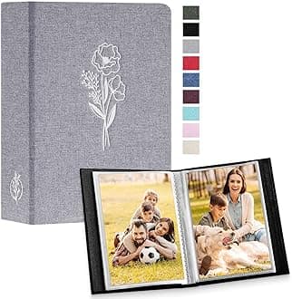 Lanpn Small Photo Album 6x4 2 Packs, Each Pack holds 50 Pictures, Slip in Pockets Mini Linen Top Loading Photo Albums for Portrait Only 10x15cm Picture Grey