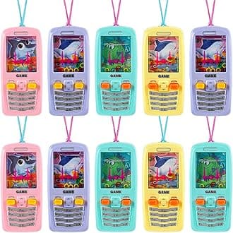 Gejoy 10 Pieces Handheld Water Ring Games Kids Party Favors Cellphone Water Ring Toss Game Goodie Bags Stuffers Party Favors for Kids Teenager Birthday Contest Prize(Stylish)