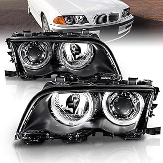 AmeriLite Projector Headlights Halo Black for BMW 3 Series E46 4 Door - Passenger and Driver Side