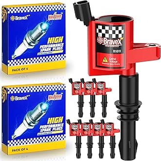 Ignition Coil Pack DG511 & Spark Plugs SP515 SP546 Compatible with Ford Expedition F150 F250 Super Duty Lincoln 5.4L V8 3L3E12A366CA C1541 FD508 UF537 Set of 8(15% More Energy)
