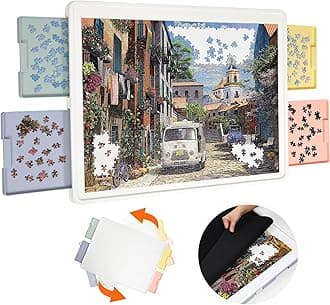 1500 Pieces Rotating Plastic Puzzle Board with Drawers and Cover, 35"x27" Portable Jigsaw Puzzle Table for Adults, Lazy Susan Spinning Puzzle Boards, Ideal Gift for Mum (Patent Design)