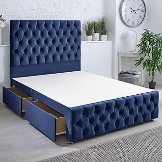 – ComfoRest - Elegant 6FT Super King Divan Bed with 4 Drawers | Durable Base for Modern Interiors | Sturdy Frame with Functional Design for Spacious Bedrooms (Blue Plush)