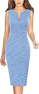 VFSHOW Womens Elegant Slim Front Zipper up Work Business Office Party Sheath Dress
