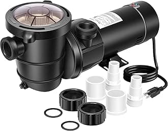 VIVOHOME 1.5 HP 5400 GPH Energy-Saving Above Ground Swimming Pool Pump, 115V 1.5 THP Upgrade Stainless lron Motor Shaft with Strainer Basket, ETL & DOE Certified
