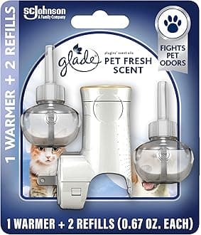 Glade PlugIns Refills Air Freshener Starter Kit, Pet Fresh Scent, Scented and Essential Oils for Home and Bathroom, 0.67 Fl Oz, 1 Warmer + 2 Refills