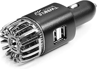 Car Air Purifier Ionizer - 12V Plug-in Ionic Anti-Microbial Car Deodorizer with Dual USB Charger - Smoke Smell, Pet and Food Odors, Allergens, Viruses Eliminator for Car (Matte Black)