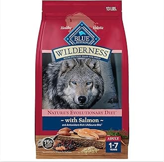 Blue Buffalo Wilderness High Protein Natural Adult Dry Dog Food Plus Wholesome Grains, Salmon 13 LB Bag