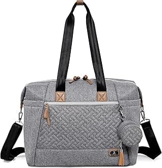 Diaper Bag Tote, Large Travel diaper tote for Mom and Dad, Multifunction baby tote bag for Boys and Girls with Pacifier Case and Changing Pad, Grey