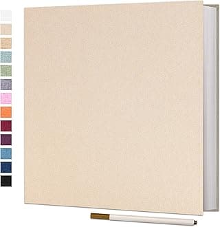 Vienrose Photo Album Self Adhesive 4x6 5x7 3x5 8.5x11 Scrapbook Album DIY Scrap Book with A Metallic Pen (33x32CM60Pages, Beige)
