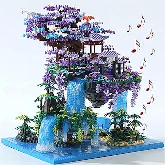 Cherry Blossom Tree Building Set with Gift Box 4574Pcs, Original Scene Music Japanese Sakura Tree House(Type :Symphony), Cherry Bonsai Tree Lights Building Kit, Cherry Blossom Building Set.