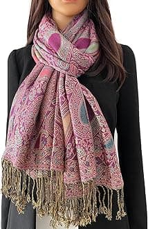 Women Pashmina Scarf Shawl Wrap - Large Long Paisley Floral Rainbow Ladies Scarves, Wearable Blanket Scarf, Womens Winter Scarfs, Indian Shawl Wedding Evening Stole, Head Scarf Neck