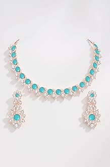 Atasi International Crystal Necklace Jewellery Set with Earrings for Women and Girls| Stylish Accessory for Parties, Weddings, and Festivals | Ideal Gift for Special Occasions