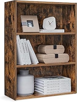 CUSTOS Collection - Bookshelf, 3-Tier Bookcase, Book Shelf, Open Storage Shelf, 9.4 x 23.6 x 32 Inches, for Living Room, Home Office, Dinning Room, Rustic Brown ULBC163X01