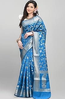 Women's Banarasi Saree Pure Kanjivaram Silk Saree Soft new ladies 2023 Design Wear Pattu Sarees Latest Party Sari collections With Blouse Piece for Wedding sadi (SAN PARI-182 DARK GREEN)