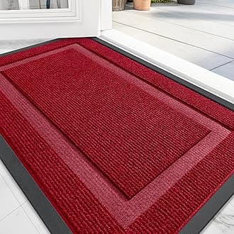 OLANLY Front Door Mat Indoor Outdoor Entrance, Waterproof All-Season, All-Weather Doormat, Sturdy Natural Rubber, Fade Resistant, Low Profile, Easy Clean Patio Porch Entryway Mat, 33x21, Wine Red