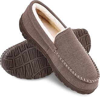 MIXIN Moccasins for Men House Slippers Indoor Outdoor Plush Mens Bedroom Shoes with Hard Sole