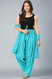 Woman's Plain Cotton SEMI Patiala Salwar with Dupatta|| Free Size || Plain Patiala || SEMI Patiala Pants || Solid Cotton Patiala || Patiyala