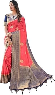 Elina fashion Women's Ready to Wear Banarasi Art Silk One Minute Pre Pleated Indian Saree With Unstiched Blouse