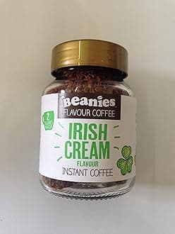 Beanies Instant Coffee Flavoured 50g, Freeze-Dried Granules, Quick & Easy to Brew, Nut-Free, Premium Taste,Rich in Flavour, Low-Calorie, Sugar-Free (50g, Irish Cream)
