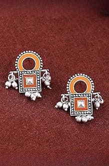 Voylla Sanwari Square Enameled Earrings for Women and Girls