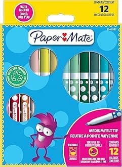 Paper Mate Kids Color Felt Pens, Washable Ink, Assorted Colours, 12 Felt-Tip Pens